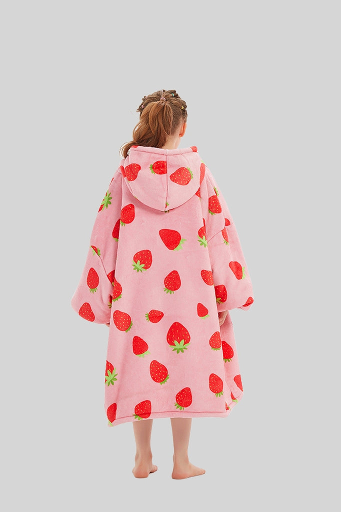  Strawberry Pop Kids | Strawberry-themed Blanket Hoodie